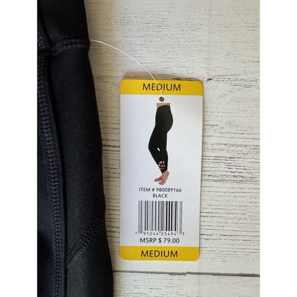 NWT Women's Black ACTIVE LIFE Lattice Bottom Leggings Size Medium - Picture 4 of 11